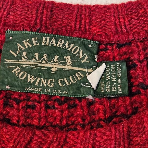 Vintage Lake Harmony Rowing Club Grandpa Wool Blend Knit Sweater - Picture 4 of 5